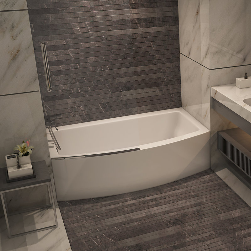 Baignoire tourbillon en acrylique 60 po x 32 po Tule, Blanc, Gauche