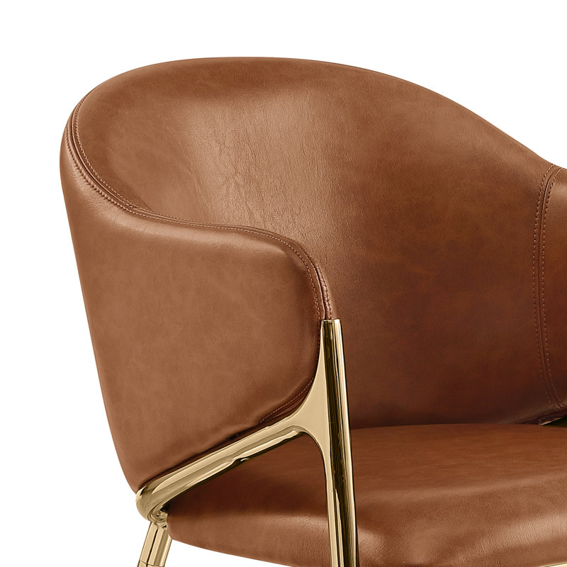 Leathaire Side Chairs With Gold Chrome Base, Toffee