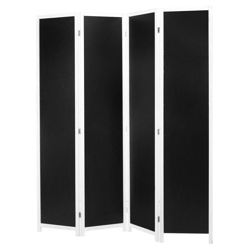 180Cm W x 160Cm H 4 - Panel Solid Wood Room Divider, Black
