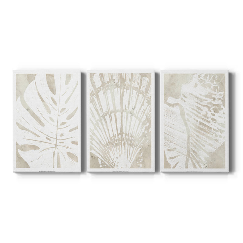 Lin tropical silhouette I - Toile tendue avec châssis sur mesure - 3 pièces, H 27 po x l 54 po