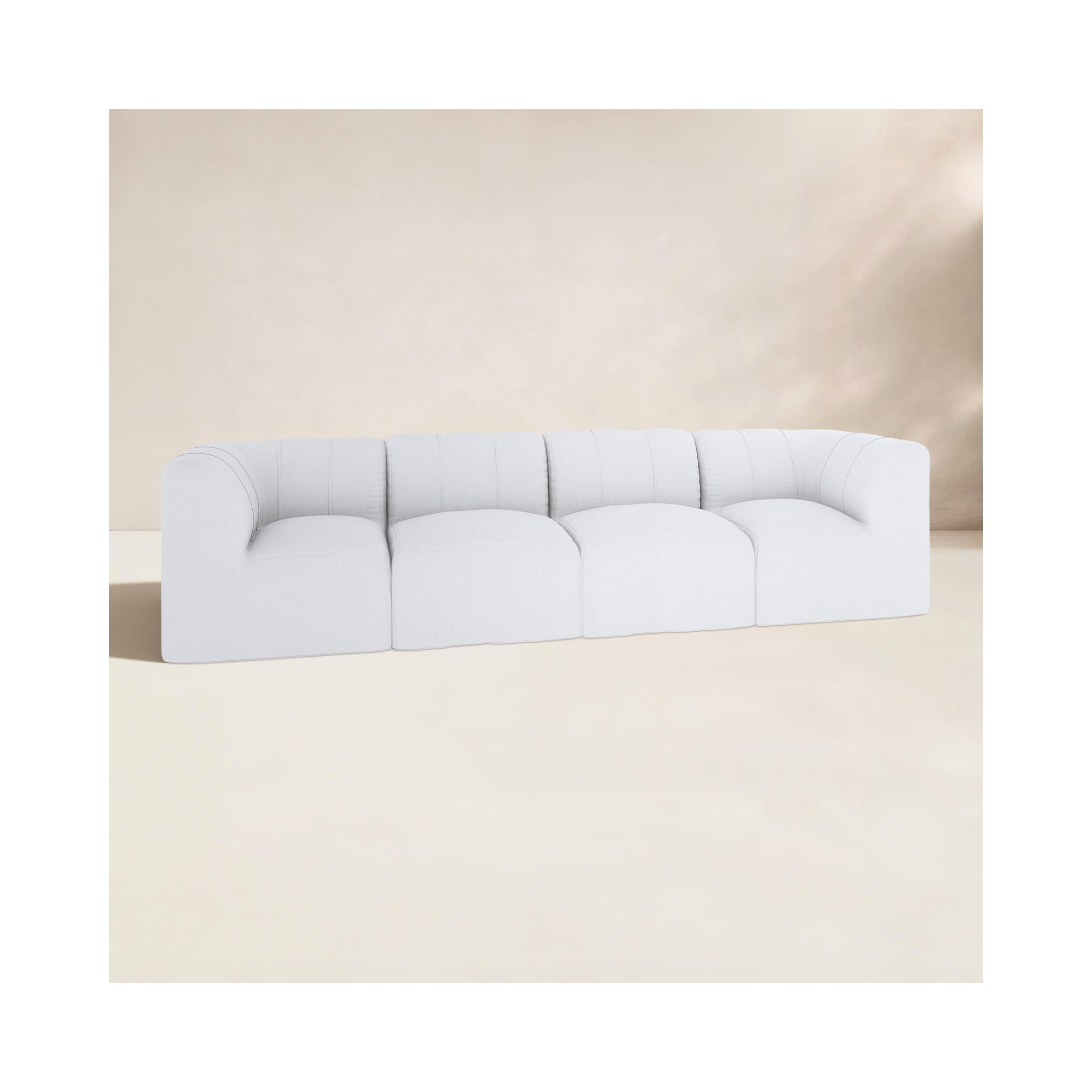 Praia 124" Sunbrella® Modular Outdoor Sofa, Canvas White Sunbrella® Canvas