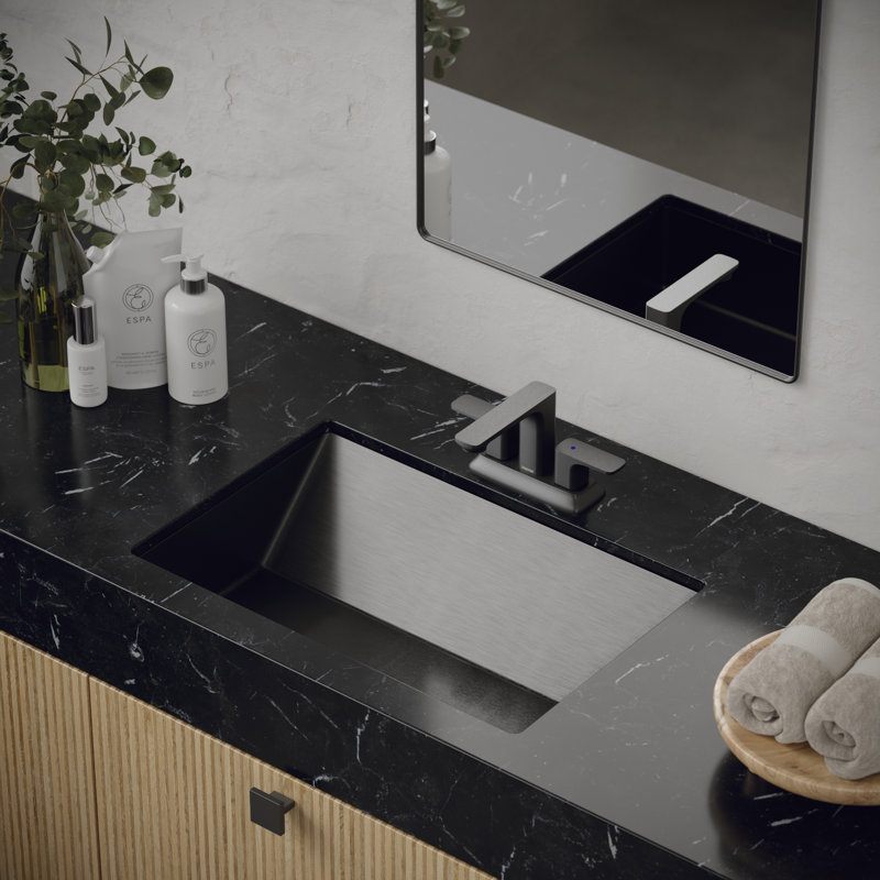 Karran Cinox 15.75'' Stainless Steel Rectangular Bathroom Sink, Gray