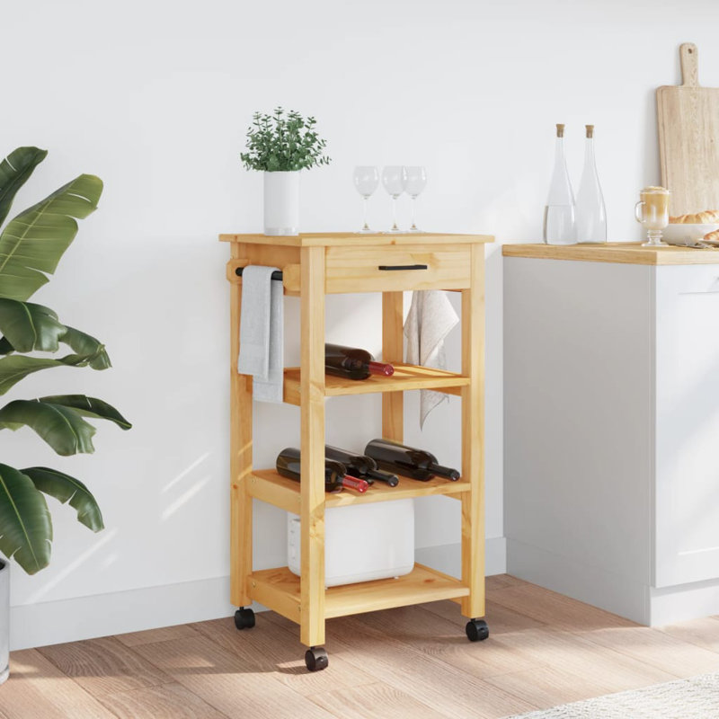 Solid Wood Bar Cart, Honey