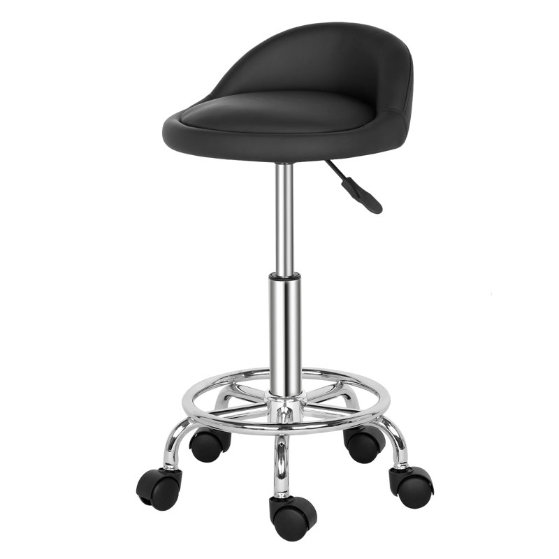 Clairann Backed Adjustable Height Ergonomic Lab Stool with Footring and Wheels