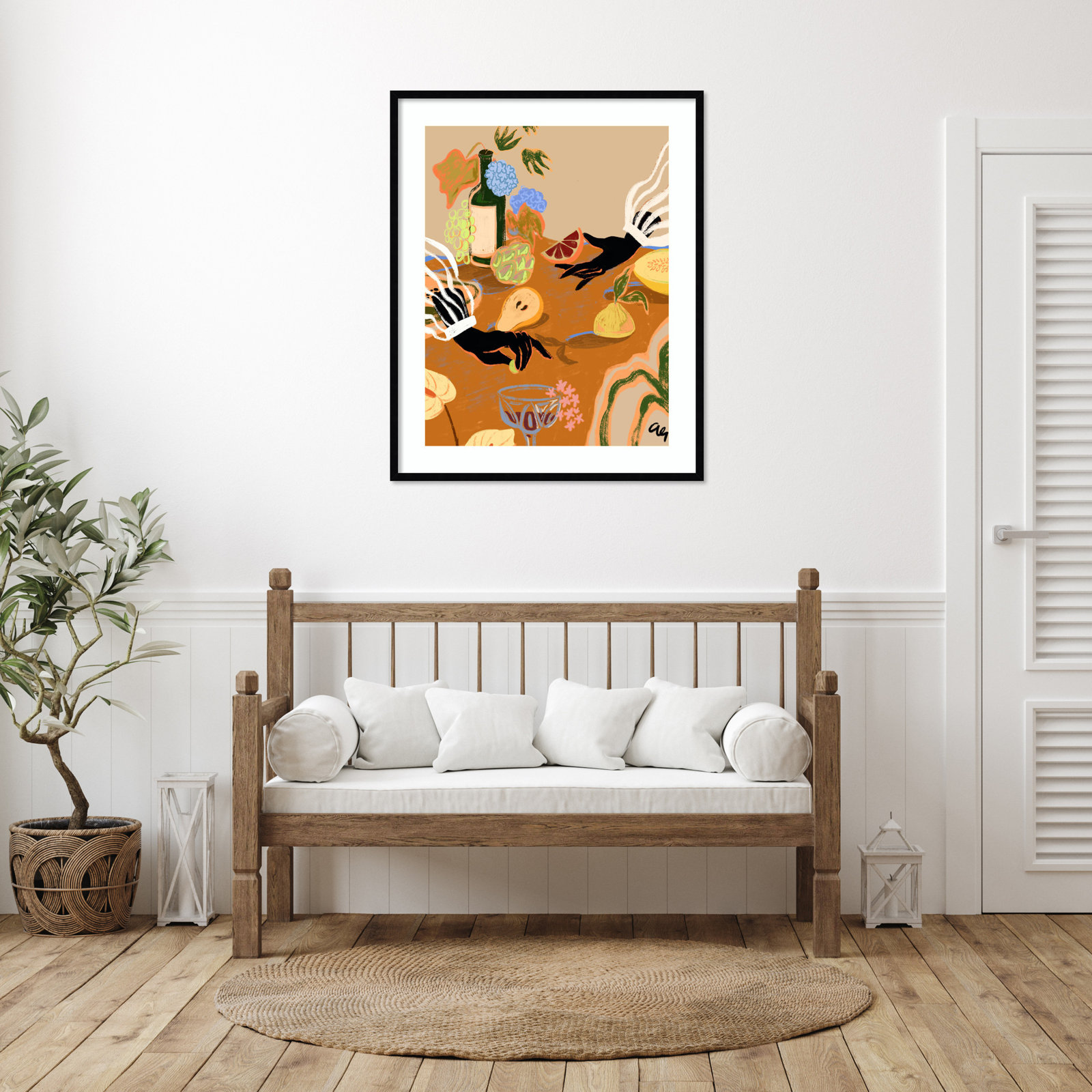 Oberon "Handful of Love (Fruit)" Print, Black, 41" H x 33" W