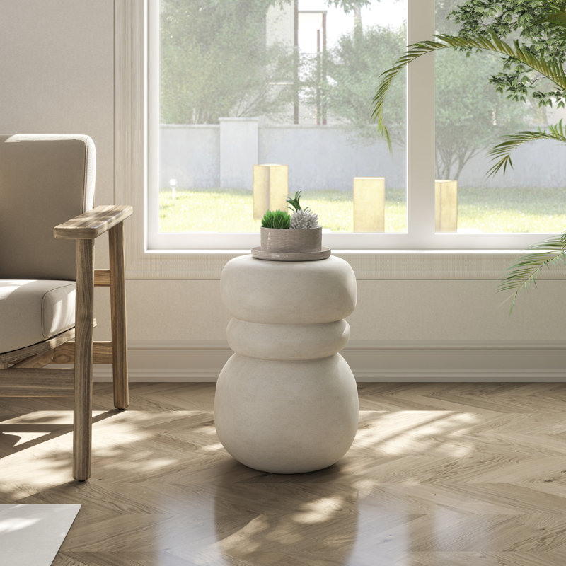 33x47cm Side Table Organic Magnesium Sofa Table, White