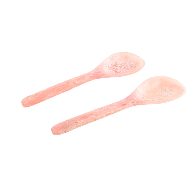 Lucente Tortoise Shell Resin Salad Server Set, Pink