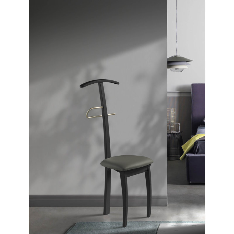 Erich Solid Wood Iron Freestanding Valet Stand, Black