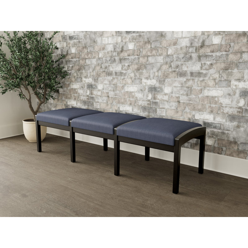 Banc en bois 3 places Lenox, Noir, noir, noir, noir, Plot Line bleu marine