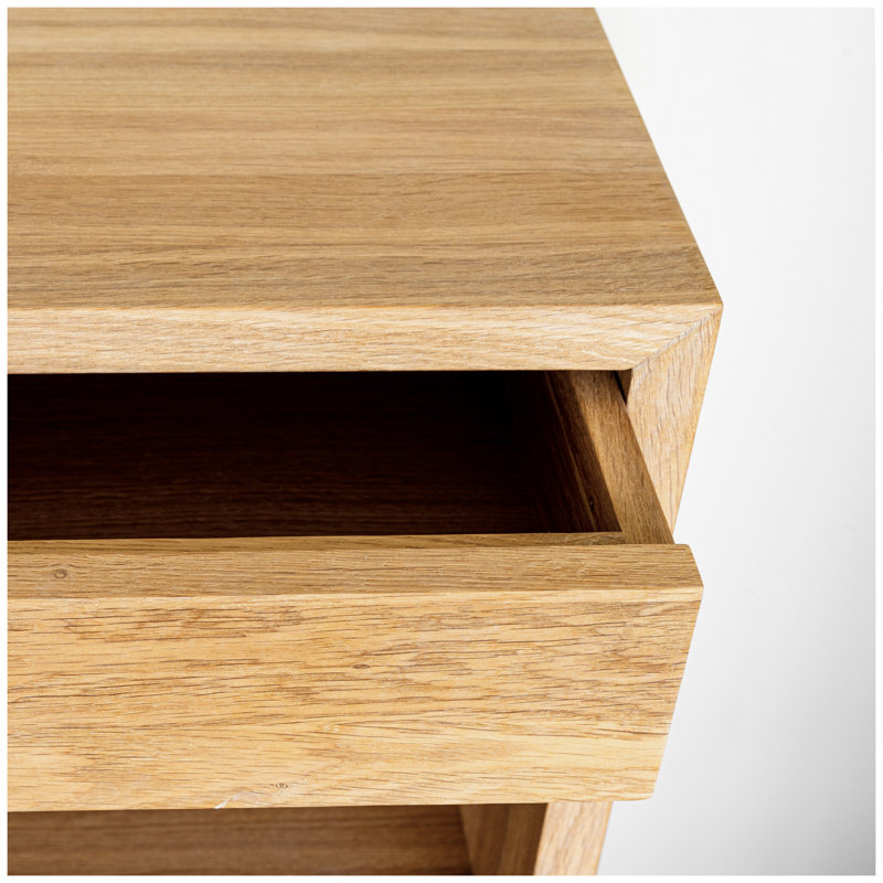 Eck - Scandinavian Style Oak Solid Wood Floating Nightstand With 1 Drawer