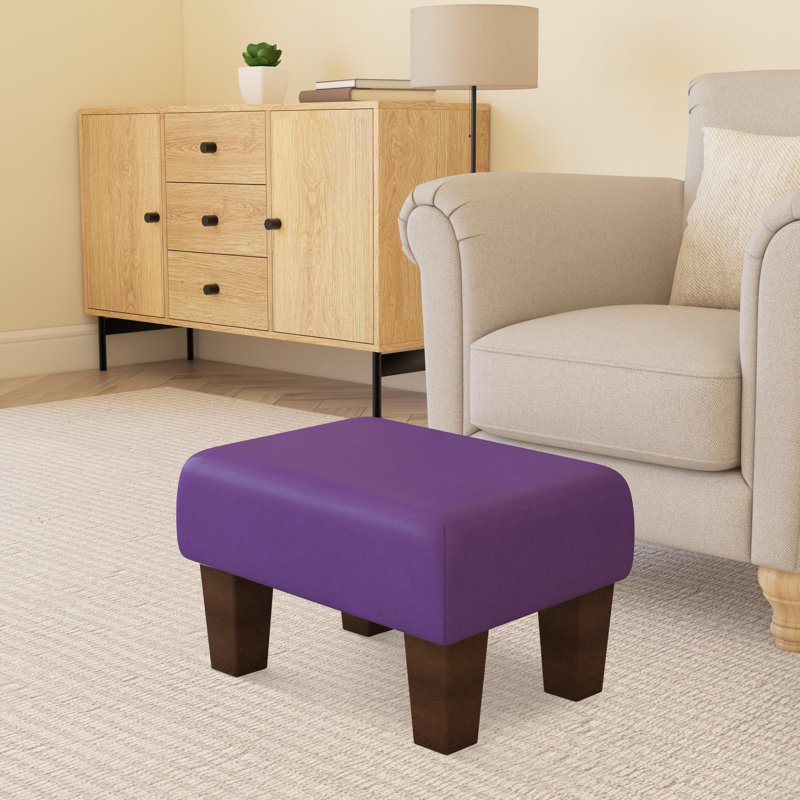 Acierno Natural Wood Contemporary Leg - Faux Leather, Brown, Blackcurrant Purple