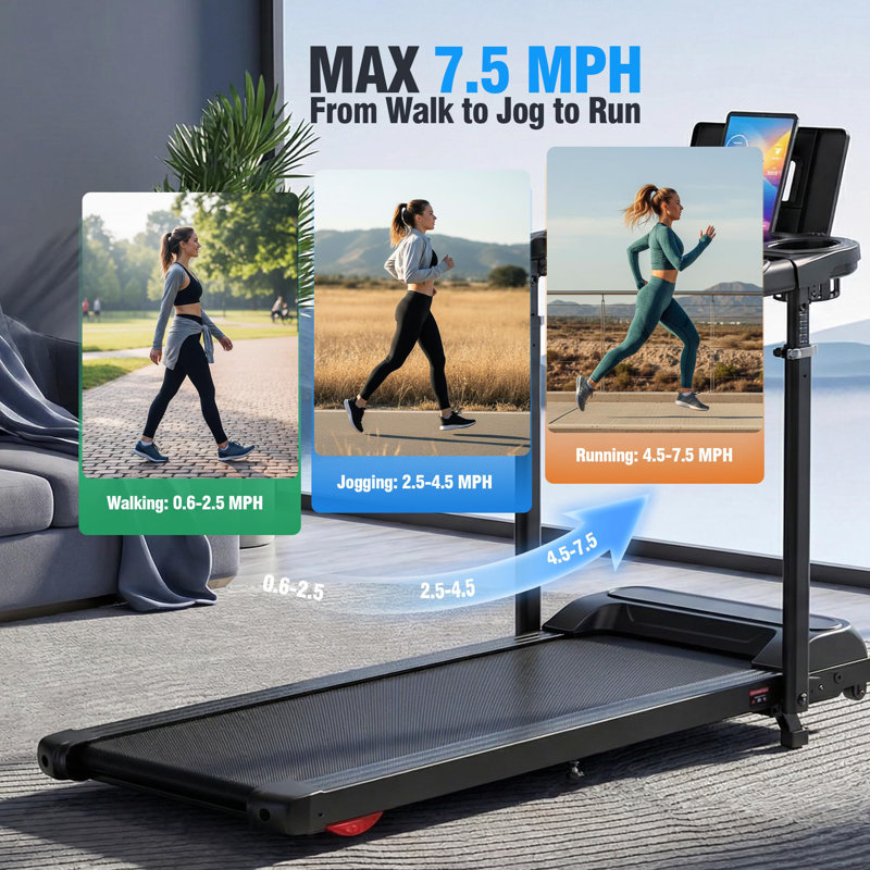 15% Incline Walking Pad Treadmill With Desk Workstation & Adjustable Height, Black