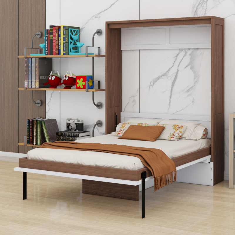 Lit escamotable avec bureau escamotable Murphy, Blanc