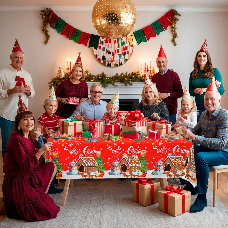 Christmas Party Supplies, 3pcs Christmas Table Cover