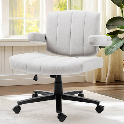 Chaise de bureau à domicile, chaise de bureau pivotante en tissu Criss Cross avec roulette, chaise d'ordinateur à hauteur réglable pour le travail d'étude (gris)