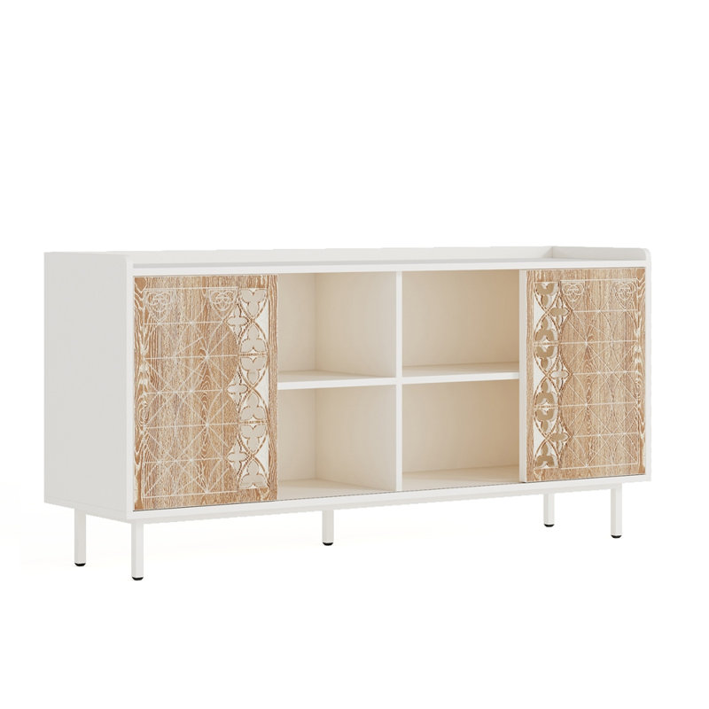 Armoire en bois massif de style Mid-Century avec porte coulissante Sicotas