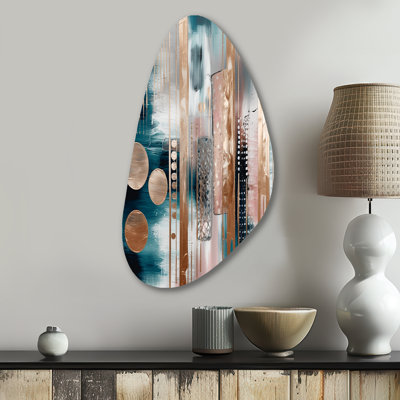 Hiser - Impressions métalliques de forme irrégulière en marbre, art mural asymétrique rose en métal