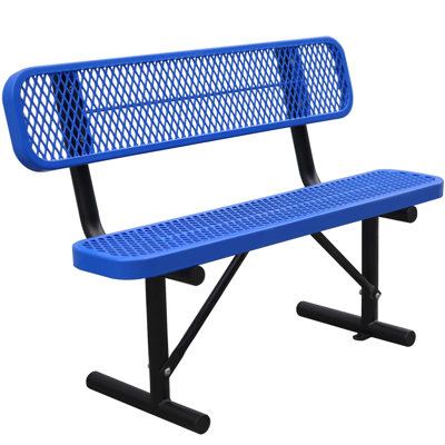 Banc de parc en acier robuste résistant aux intempéries avec dossier, noir, 4 pi
