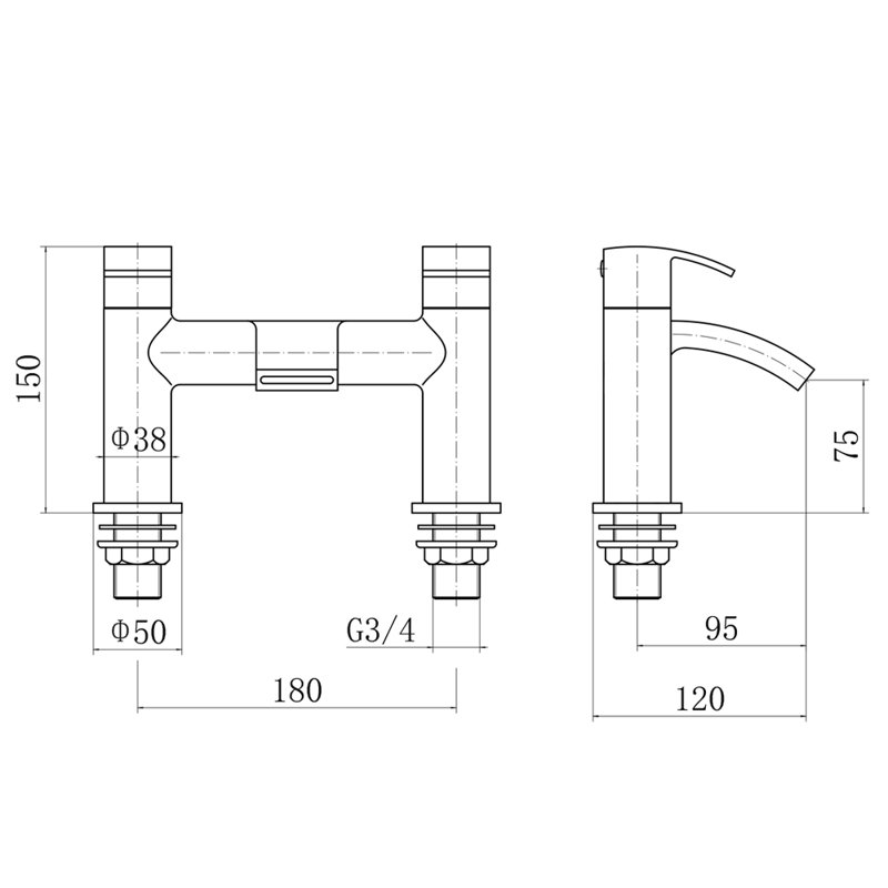 Krumm Deck Roman Tub Faucet Bath Filler