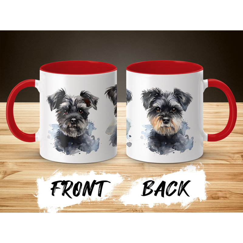 Watercolor Miniature Schnauzer Design 11oz Coffee Mug, 3