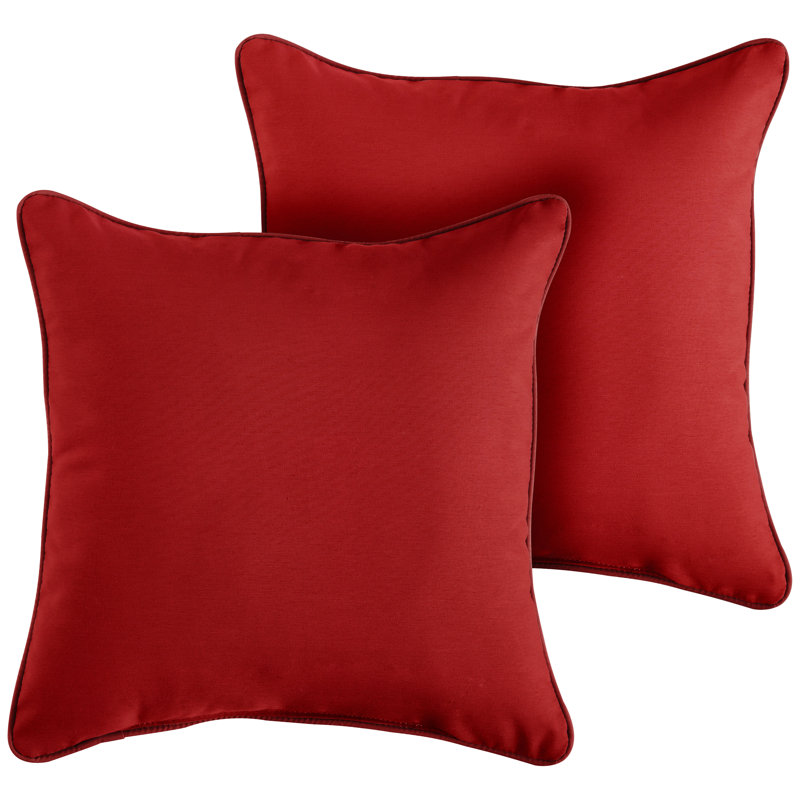 Housse et insert de coussin d'extérieur carré Hansah, H 18 po x l 18 po x P 6 po, Sunbrella toile rouge