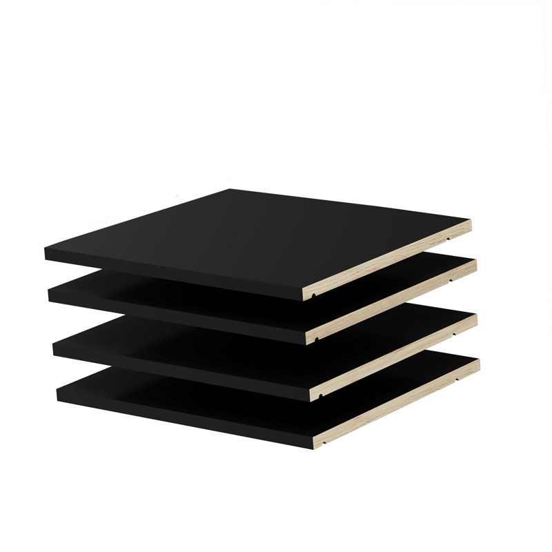Ensemble de 4 petites tablettes 100% bois massif Musman pour garde-robe familiale, Noir, noir, noir, noir