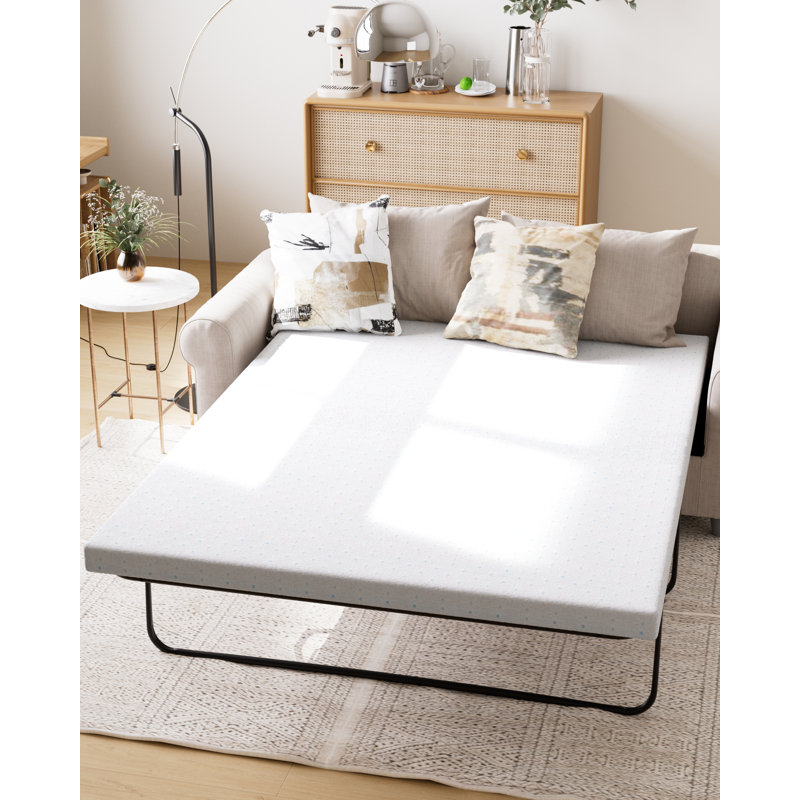  Mattress Topper for Sleeper Sofa and Couch Bed, 4 Inch Full Size Sofa Bed Replacement Mattress with Ultra Soft Cover, Blue (Sofa NOT Included)