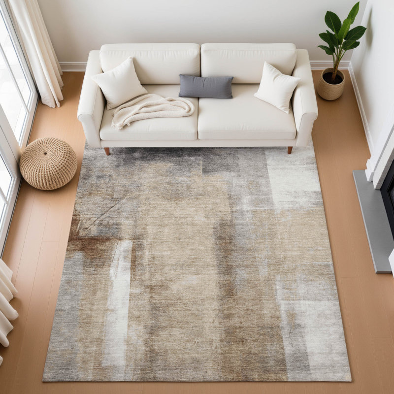 Premium Machine Washable Pirtle AMF1984 Abstract Rug, Rectangle 10' x 14'