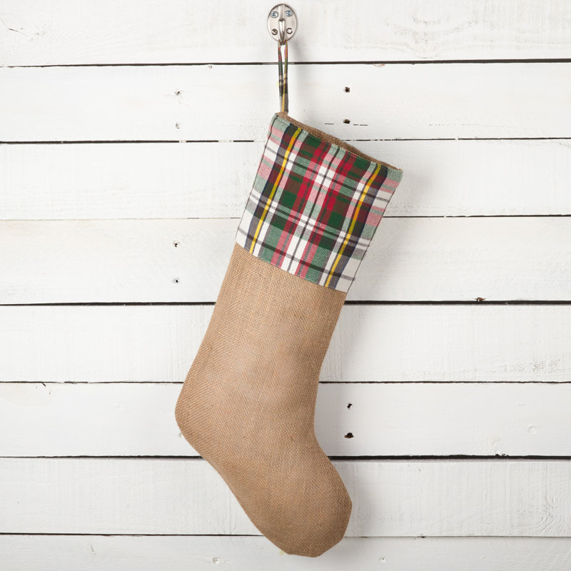 Chaussette de noël en jute de tissu Carnmoon