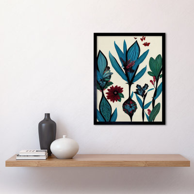 Floral Blooms Flowers Butterflies - Single Picture Frame Print