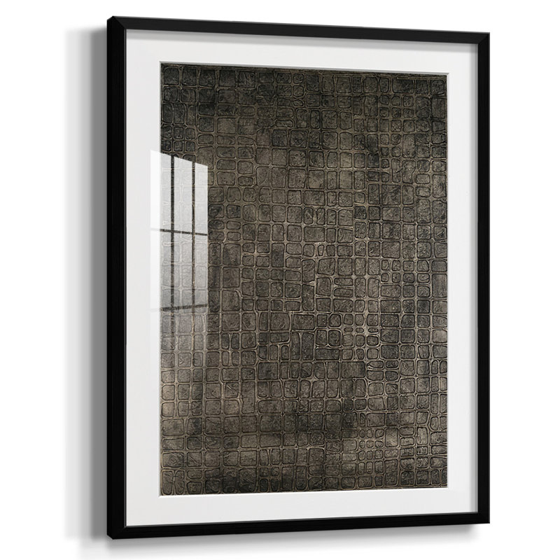 " Lattice Luster III ", Black Framed Paper, White