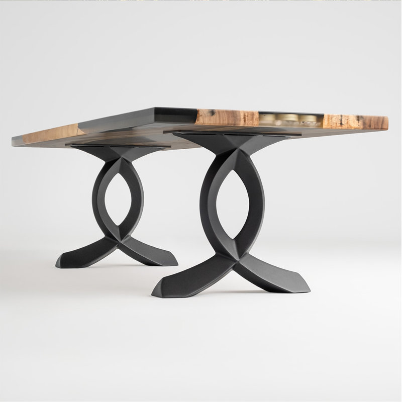 Pieds de banc en métal Curva H 16,2 po, ensemble de 2