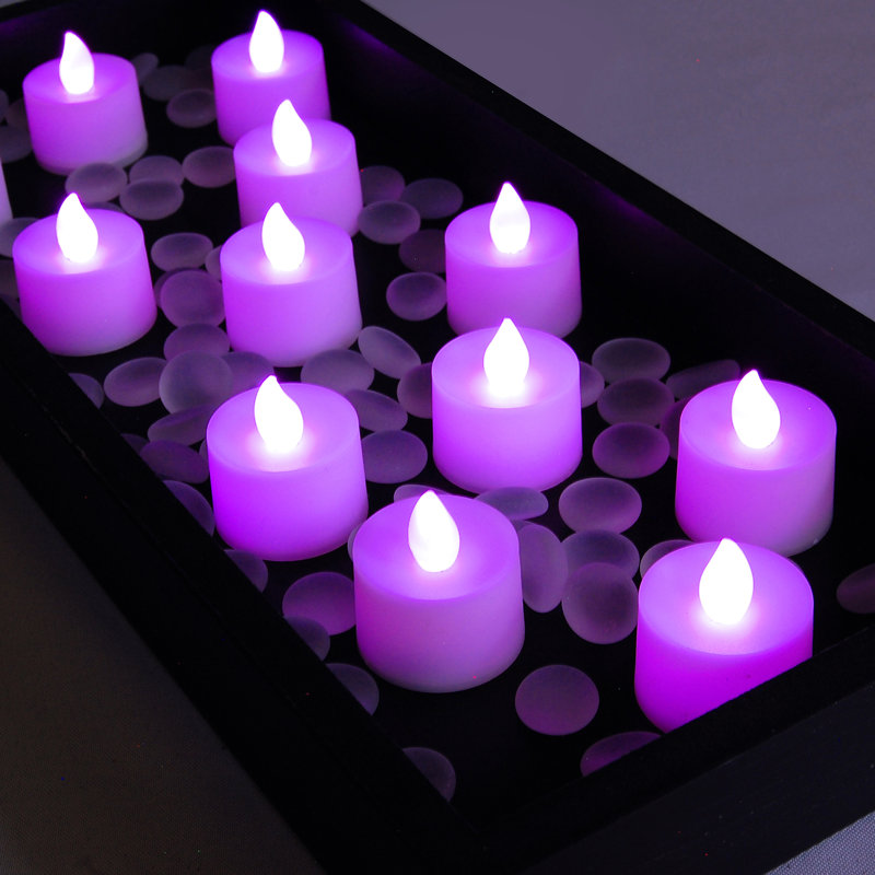 12 Piece Unscented Flameless Candle Set, Purple