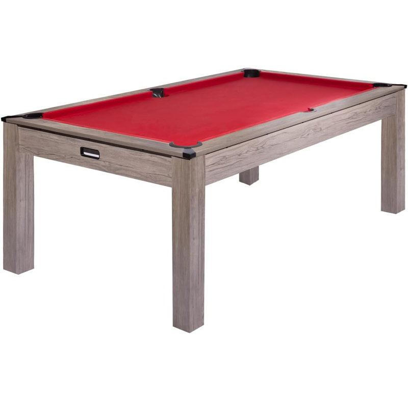 Table de billard avec ventilateur de sport 7 pi Superior - table de billard de 84 po avec bois gris rustique, tissu rouge, pour salle de jeux, maison, bureau