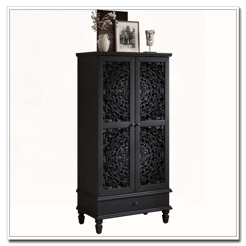 Armoire de rangement de 55 po de hauteur avec tiroir, Noir