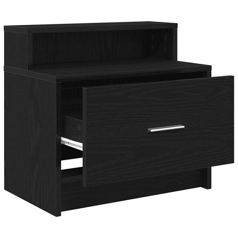 Asira 51 cm W Bedside Table, Black Oak, Set of 2
