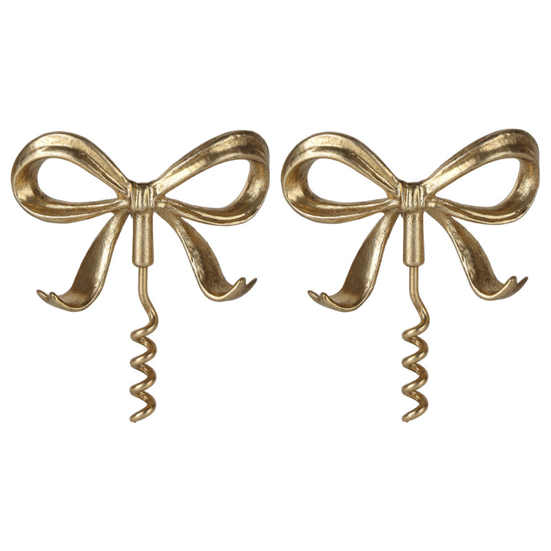 2 Piece Decorative Gold Bow Shaped Corkscrew Wine Bottle Opener Multipack