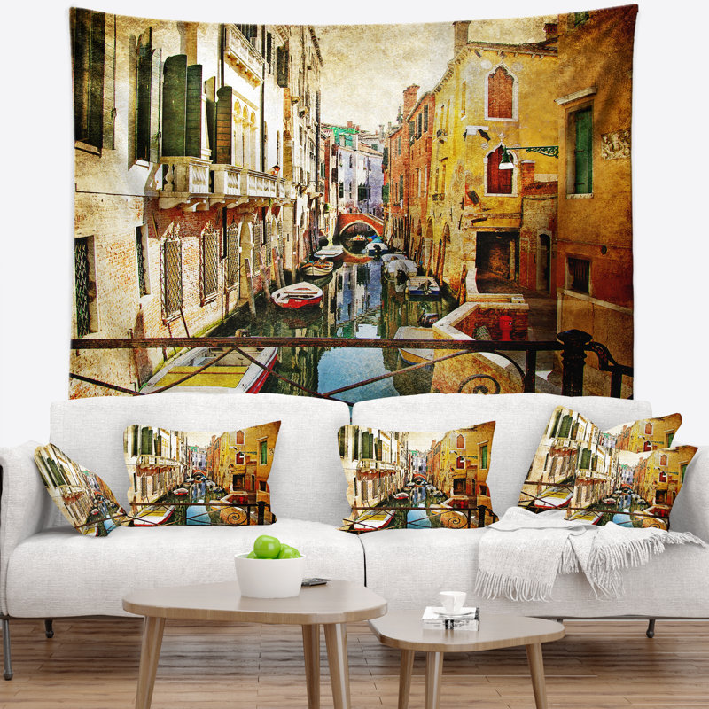 Tapisserie de venise incroyable Cityscape, H 32 po x l 39 po