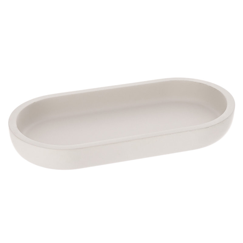 Plateau de salle de bain ovale beige, Blanc