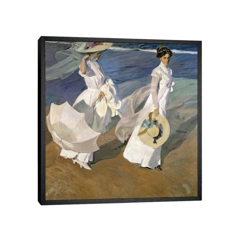 Strolling Along The Seashore, 1909 by Joaquin Sorolla Y Bastida - Painting on Canvas, 93.98cm H x 93.98cm W x 3.81cm D