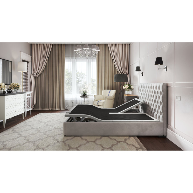 Base de lit réglable Btx5 - tête et pied réglables, 4 ports, massage double, positions inférieures, moteur 6000n tête / pied, télécommande sans fil, tissu non tissé + tissé, aucun sommier nécessaire, noir