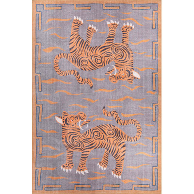 Tapis à motif tigre orange gris Opus