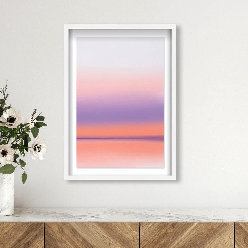 Peach Coastline Print by Oliver Gal, 46.5"H x 31.5"W, White Shadowbox