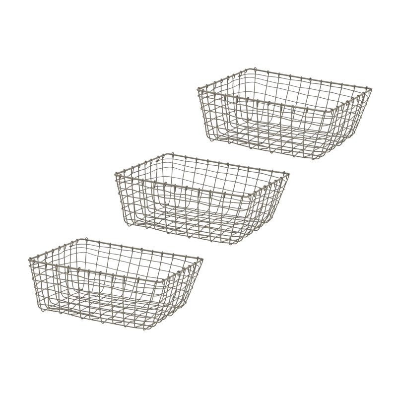 Ensemble de paniers en métal, H 4,25 po x l 8,5 po x P 6 po