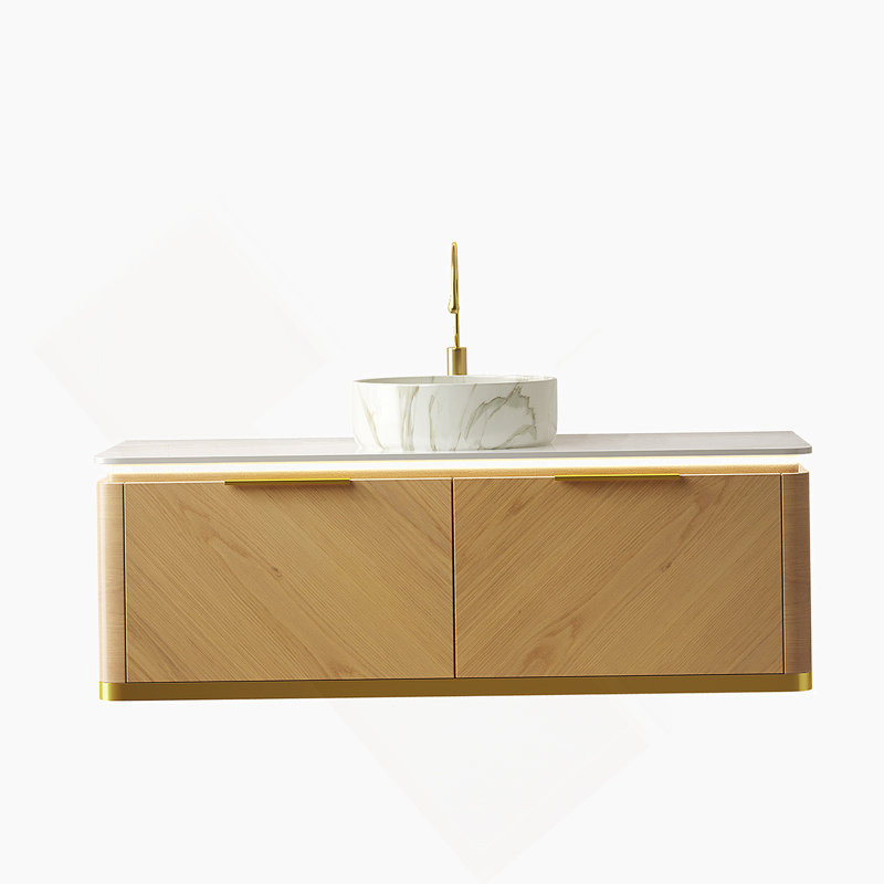 Meuble-lavabo et évier de salle de bain DIPA, Chêne