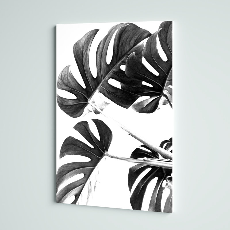 Monstera noir et blanc - impression, H 48 po x l 32 po