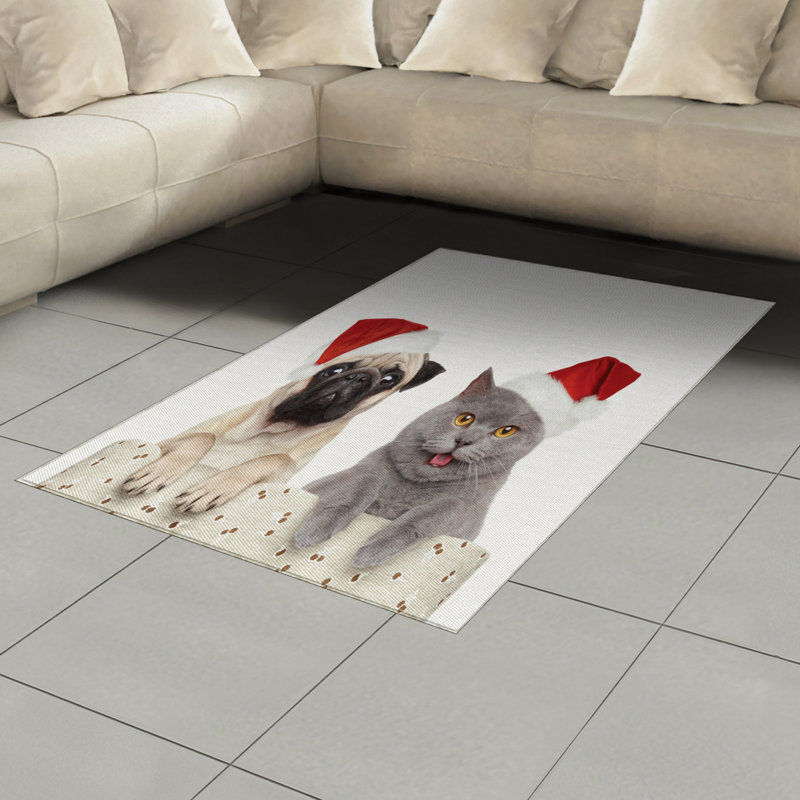 Pug High Density Long Fiber Poly Threads Decorative Area Rug Carpet, Rectangle 4' x 5'8"
