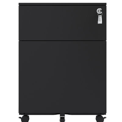 Classeur avec 2 tiroirs, acier, verrouillé, pour légal / lettre / A4 / F4, look élégant de bureau à domicile, serrure en acier noir, convient à