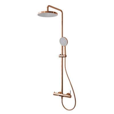 3-Function Rose Gold Shower System with Tub Spout, 10" Rainfall Head & Handheld, 1.59 GPM, CUPC/NSF Certified, Adjustable Height