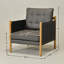 Fauteuil d'appoint en cuir véritable l 28,7 po avec accoudoirs à sangle en cuir-673418108-675293255